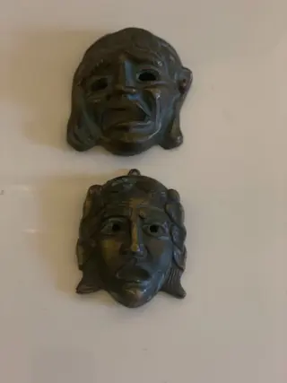 Grieks theatermasker in brons (2) - Brons