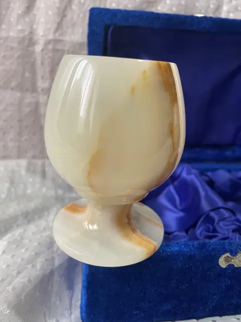 Drinkbekers - Glazen - Groene onyx - Begin 20e eeuw - Fluweel, Onyx, Satijn