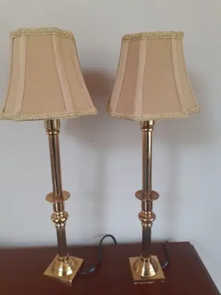 stel koperen tafellampen - Messing