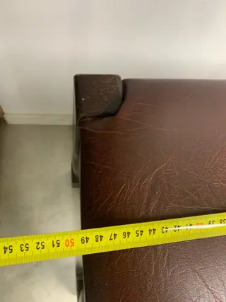 voetenbankje/krukje (1) - Art Deco - Hout (Eik), Leder