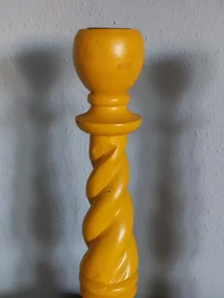 hout gedraaide tafel kandelaren (2) - Hout