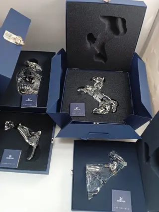 Figuur/beeld, Hond, kat, buffel & haan (4) - Kristal