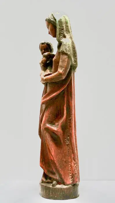 Beeld, Antiek Beeld - Maagd Maria met Kindje Jezus - 48 cm - Hout