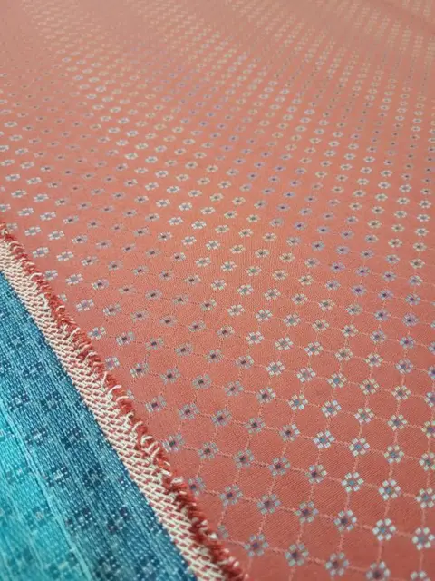 Prachtige stof met honingraatstructuur Made in Italy - 495 x 140 cm - Katoen - Eind 20e eeuw