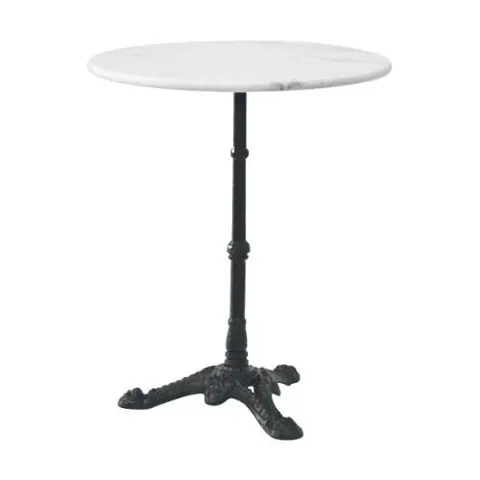 Bistrotafel met gietijzeren voet en marmer blad