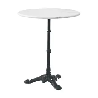 Bistrotafel met gietijzeren voet en marmer blad