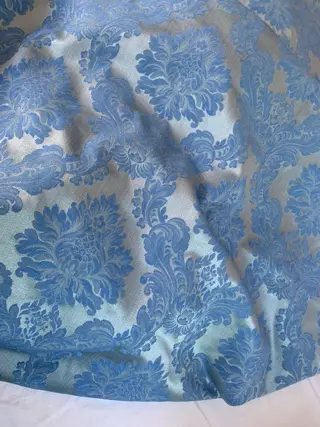 San leucio blauwe en zilveren stof - 560 x 150 cm - Katoen, Zijde, Viscose - 21e eeuw