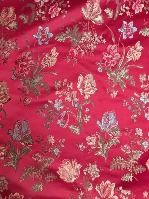 600 x 150 cm - kostbare San Leucio damaststof in bordeaux zijde en katoen - Katoen, Zijde - 21e eeuw