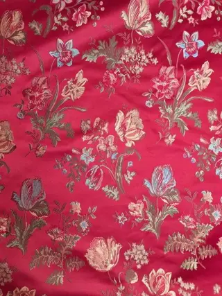 600 x 150 cm - kostbare San Leucio damaststof in bordeaux zijde en katoen - Katoen, Zijde - 21e eeuw