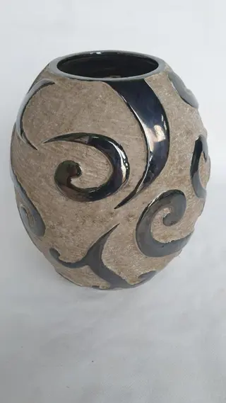 Todo Mundo - grote spiegeleffect mozaïek geglazuurde bolvaas - Terracotta