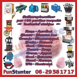 SUIKERSPINSUIKER in 10 kleuren/smaken met suikerspinstokjes