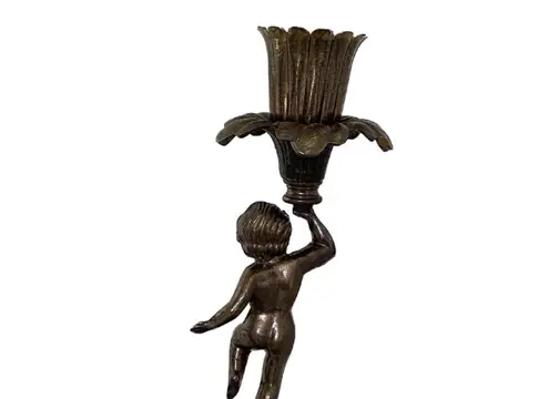 Putti - Bureaulamp, Kandelaar (2) - Kunst en ambachten - Brons