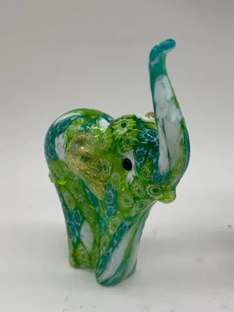 Campanella - Olifanten in 24 kt bladgoud mix murrine (2) - Glas