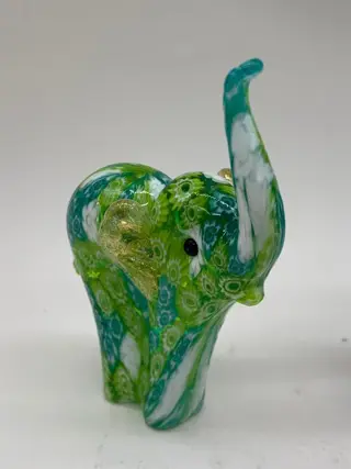 Campanella - Olifanten in 24 kt bladgoud mix murrine (2) - Glas