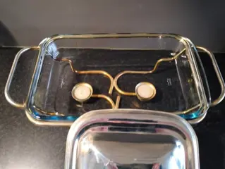 rechaud (2) - Art Deco - Verzilverd, chroom Marnix glas