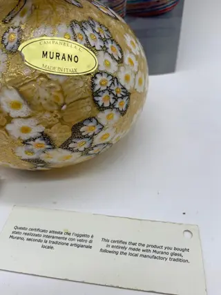Campanella - Vaas, Uienvaas met 24 kt bladgoudkleurige murrine - Glas