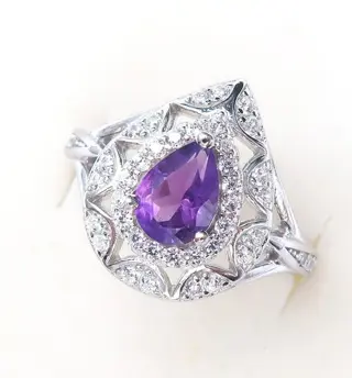 Gemaakte hoogwaardigheidsbekleders ring van geloof - .925 zilver, Amethist - Steen van spirituele reis
