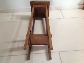 Piëdestal , bijzettafeltje met ingelegde porseleinen tegel (1) - Eikenhout met porseleinen tegel