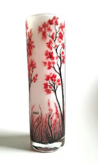 Canal Luciano - Pot met rode bomen - Glas