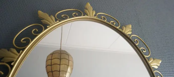 Deknudt grote ovalen spiegel - Vintage - Messing