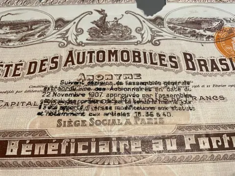 Société des Automobiles Brasier - 4 Shares of the Société des Automobiles Brasier (4) - Papier