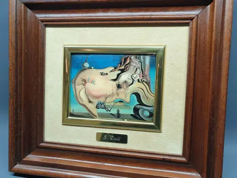 Salvador Dalí (after) - geëmailleerd schilderij - Emaille, Hout