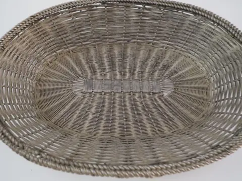 Vintage geweven zilverdraad fruitmand - zilverdraad/metaal