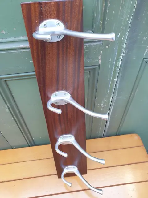 Kapstok - Vintage - Aluminium, Hout, Mahonie