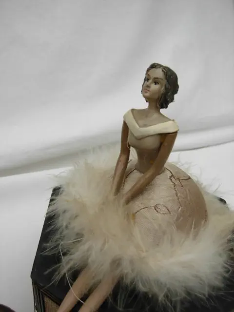 Lot naaigerei - Verzilverd lot/stof/hout