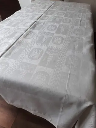 zeldzaam ongebruikt tafelkleed Olympia Moscow Mockba 1980 - 170 x 206 cm (1) - Linnen - Eind 20e eeuw