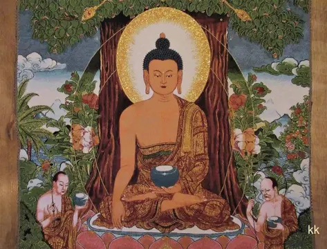 Thangka - Nepal - nieuw - origineel - Boeddhisme - "Sakyamuni" - zijde/katoen/gouddraad