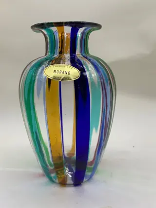 Campanella - Vaas, Moderne vaas met Harlekijn filigraan riet - Glas