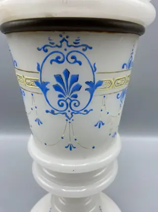 olielamp (1) - Messing, Opaline glas