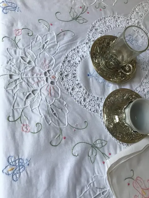 rechthoekig tafelkleed en servetten - 250 x 164 cm - Katoen - 1945-1978