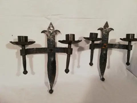 muur kandelaars (2) - Middeleeuwse stijl - gietijzer(handgesmeed)