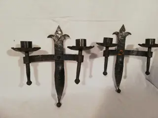 muur kandelaars (2) - Middeleeuwse stijl - gietijzer(handgesmeed)