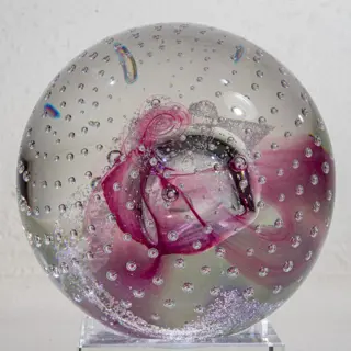Colin Terris - Caithness - Artistieke Presse-papier "Pink Champagne" - Ø 8 cm - Glas