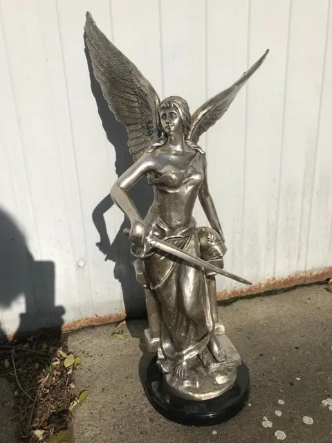 Brons verzilverd beeld van Minerva/Athena - 75 cm - Zilverbrons