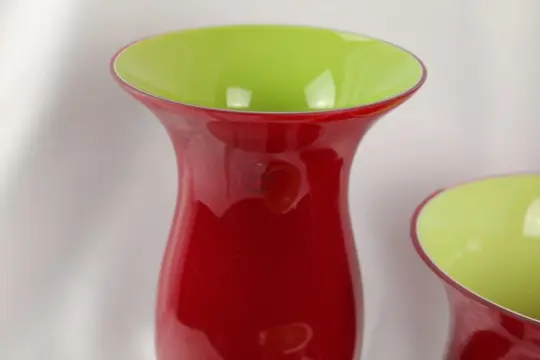 Carlo Nason - Murano.com - Trio rood/groene opaal vazen (3) - Glas