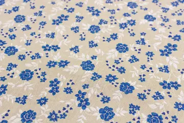 5.00 x 2.80 METER !!! Panamastof in katoenmix met een beige achtergrond met blauwe en witte bloemen - Katoen, ander - 21e eeuw