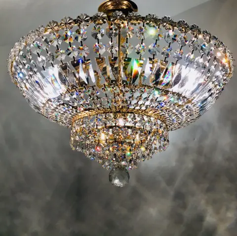 Plafondlamp - Brons, Kristal