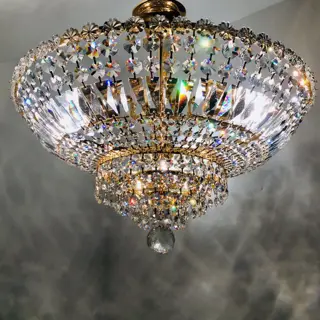 Plafondlamp - Brons, Kristal