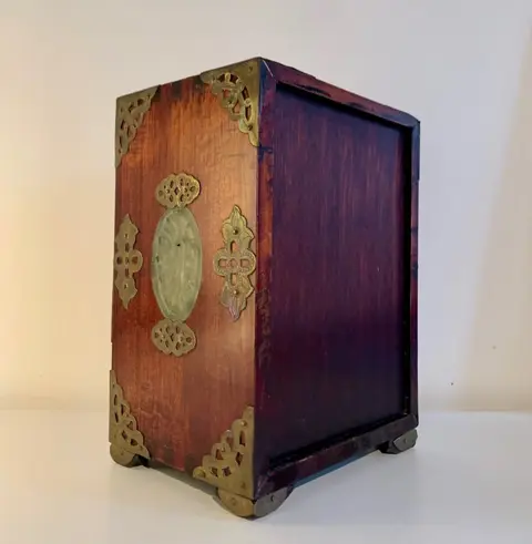 Juwelendoosje, Messing Steen Hout - Hout, Messing, Steen (mineraal)