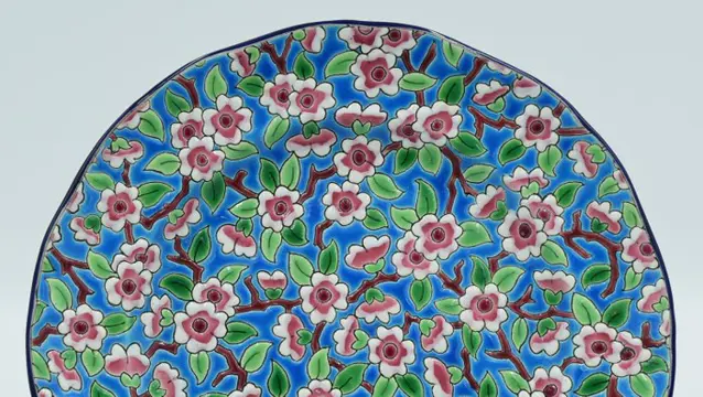 Émaux de Longwy - Bord - Aardewerk en cloisonné-email uit Longwy