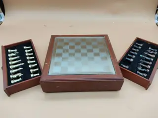 vintage bordspel - Spiegel, metaal en hout