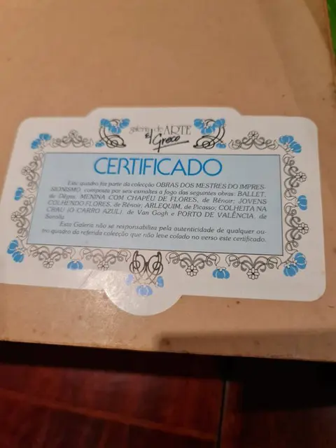 Degas - Galeria de Arte El Greco with certificate - Vuur geëmailleerde plaat, de weg van Limoges (1) - Impressionisme - email, stof, hout, metaal