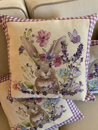 5 San Leucio kussens in gobelin stof met Paaspatroon (5) - Hars/polyester, Katoen - 21e eeuw