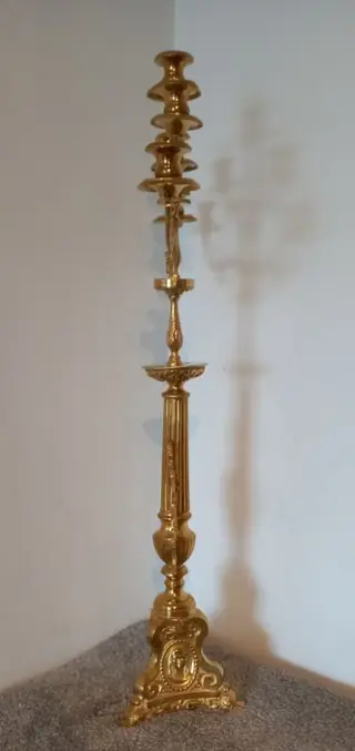 Prachtige antieke grote 5 pits kerkkandelaar - 86 cm (1) - Koper