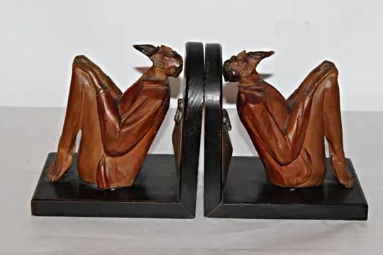 Antieke houtsnijwerk boekensteunen. Quichot. (2) - gesneden hout