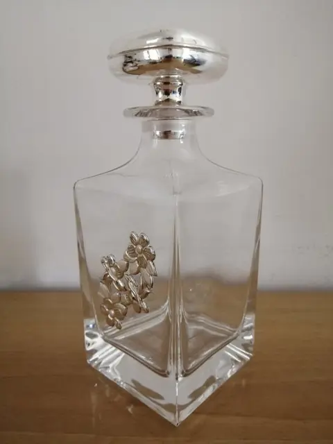 Fles - Karaf - Kristal, Zilver gelamineerd